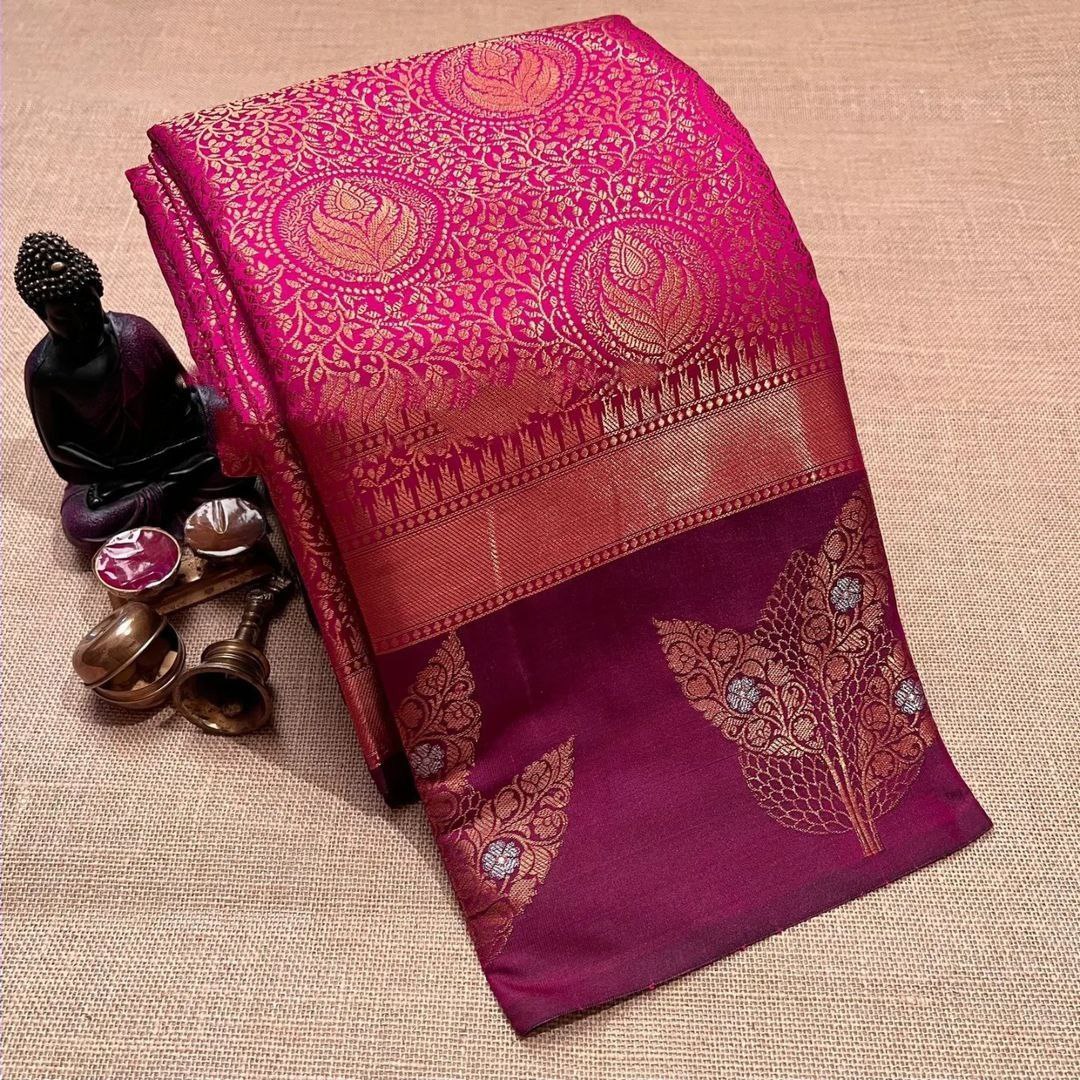 Stunning Multicolor Kanjivaram Silk Saree with Artistic Patterns and Elegant Border