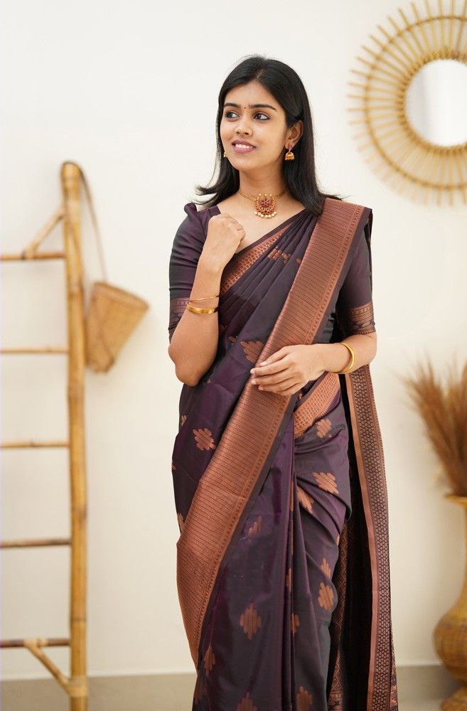 Timeless Wine Color Soft Kanjivaram Saree with Gorgeous Matching Border for Every Occasion