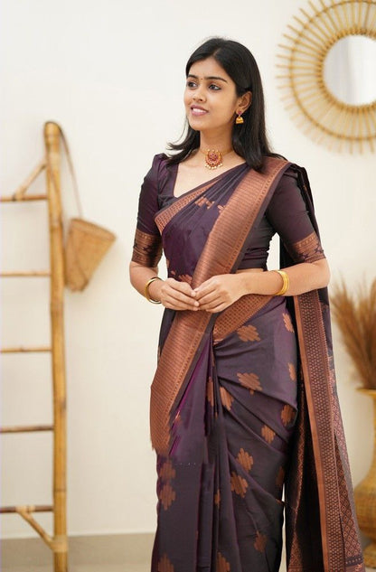 Timeless Wine Color Soft Kanjivaram Saree with Gorgeous Matching Border for Every Occasion