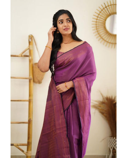 Elegant Magenta Color Kanjivaram Silk Saree with Stunning Matching Border for Festive Looks