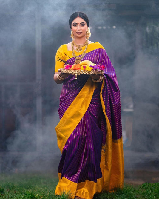 Premium Magenta Soft Silk Kanjivaram Saree with Eye-Catching Matching Border