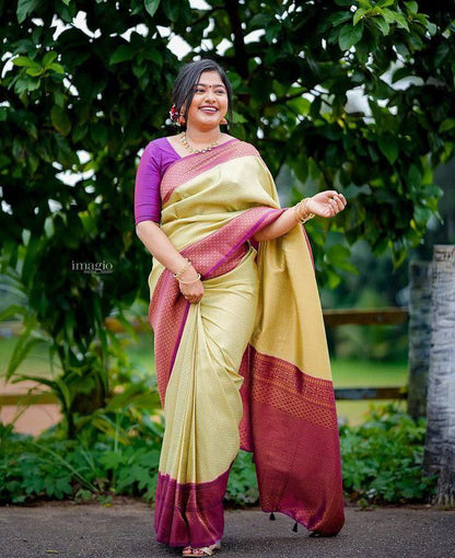 Traditional Light Pista Silk Saree with Matching Border Elegance