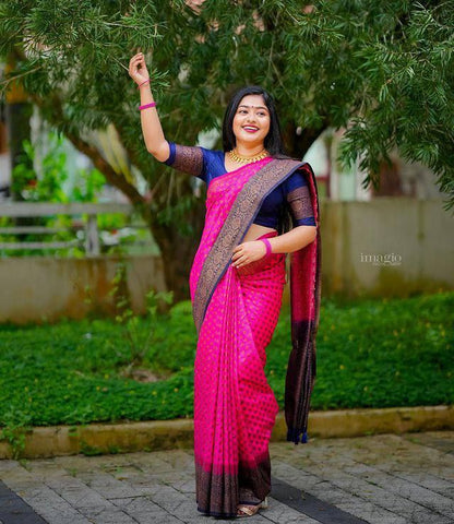 Luxurious Pink Kanjivaram Saree in Soft Silk with a Unique Matching Border