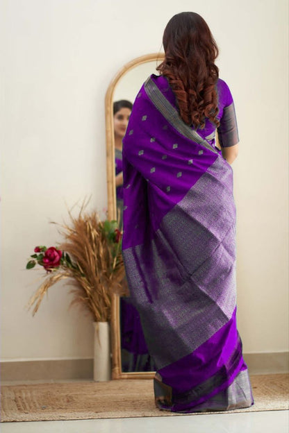 Royal Grace With Purple Kanjivaram Silk Saree with Traditional Weaves