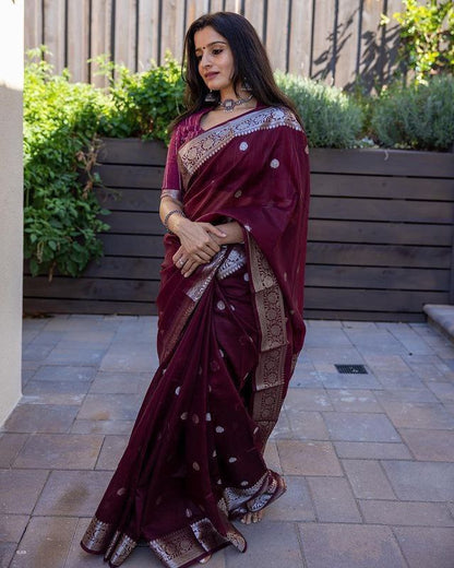 Wine Cotton Saree with Matching Border – A Perfect Blend of Tradition and Style