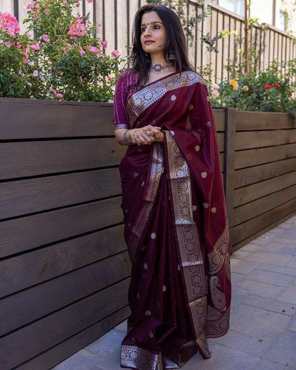 Wine Cotton Saree with Matching Border – A Perfect Blend of Tradition and Style