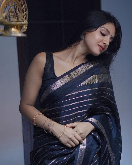 Ethereal Black Cotton Saree with Stylish Border - Perfect for Festive Occasions