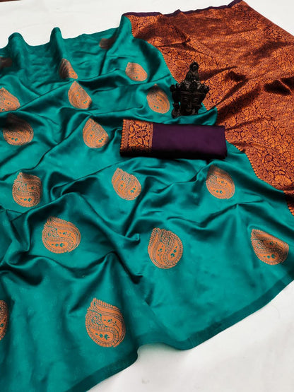 Stunning Soft Silk Kanjivaram Saree in Multicolor with Charm