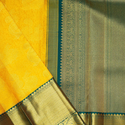 Premium Yellow Soft Silk Kanjivaram Saree with Vibrant Matching Border Appeal