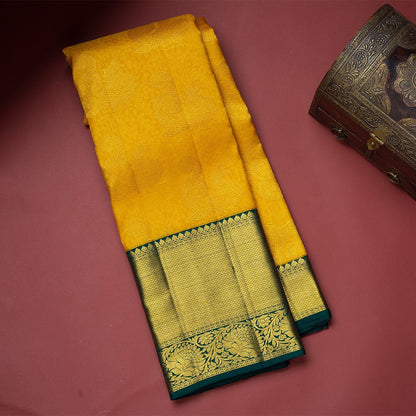 Premium Yellow Soft Silk Kanjivaram Saree with Vibrant Matching Border Appeal