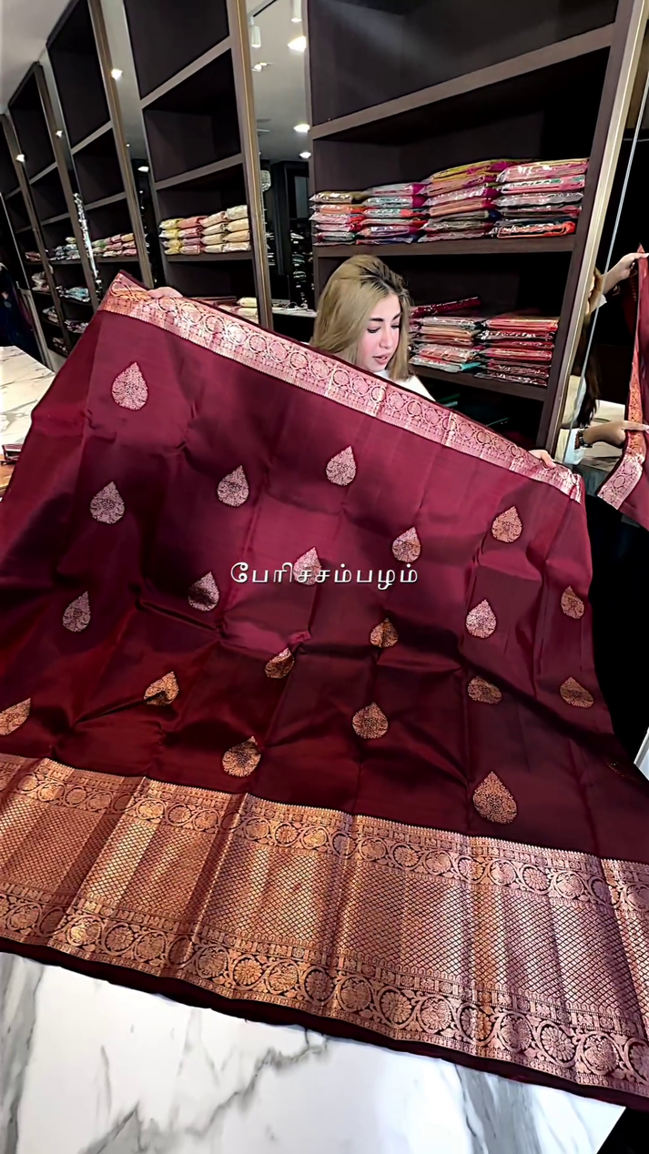 Red Dates New Design Soft Banarasi Silk Saree with Golden Zari Work